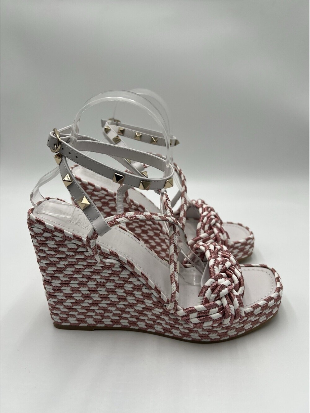 Women’s Valentino Garavani Rockstud rope wedge espadrille sandals Size 39